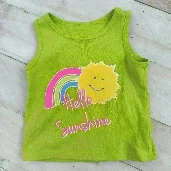 Kidgets Girls Toddler Hello Sunshine Rainbow Graphics Tank Top Size 2T Green - Picture 1 of 4